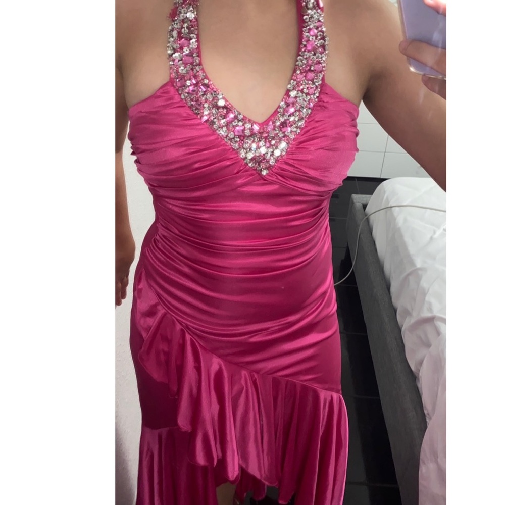 Beautiful rhinestone Fuchsia Dress